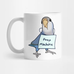 Grey Blue Lovebird - Poop Machine Mug